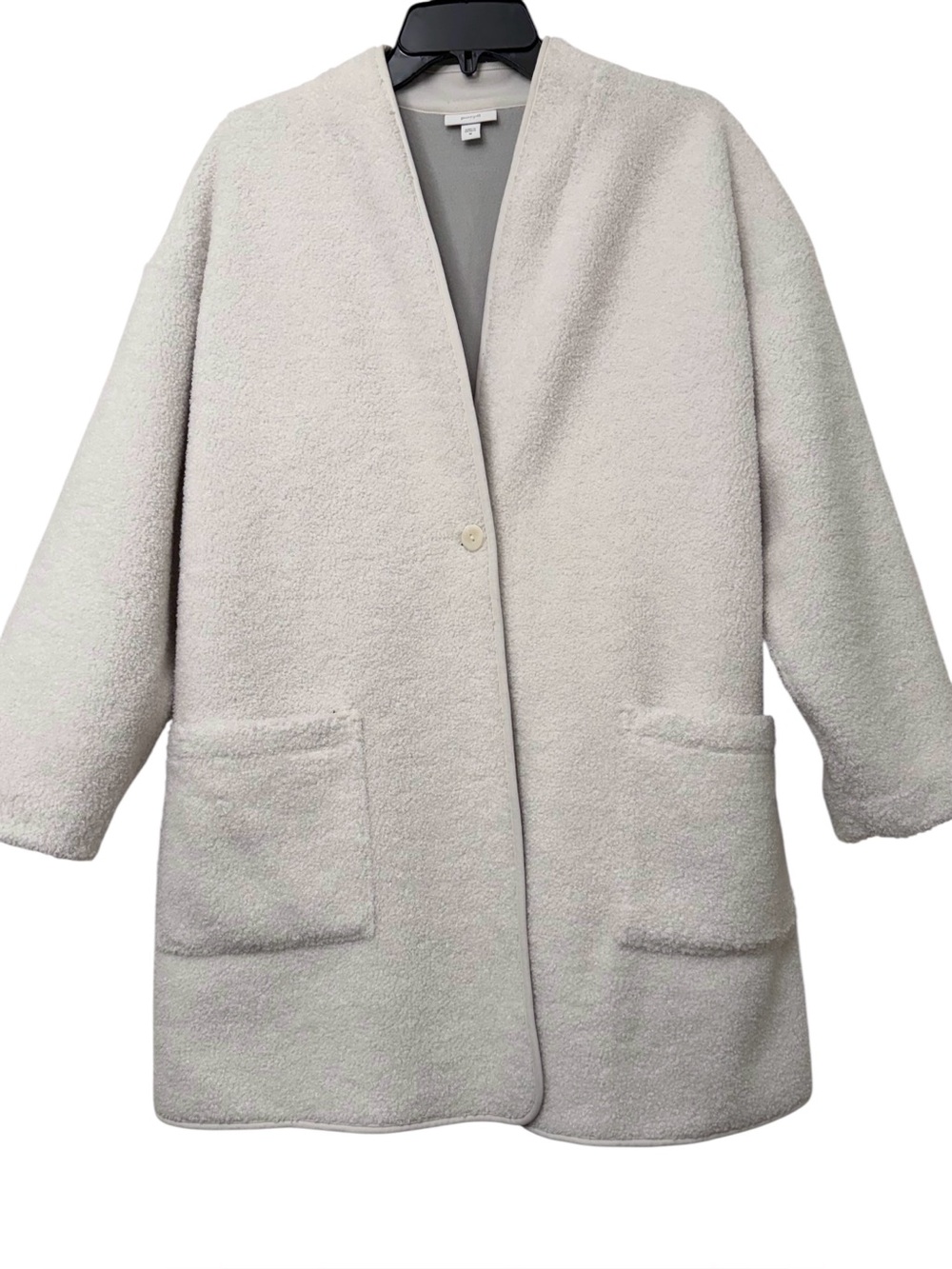 J.Jill Pure Jill Ivory White Bouclé Textured Long Jacket Coat